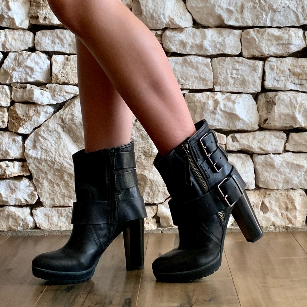 Leather Moto booties, brand new never worn